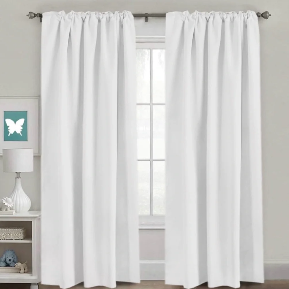 New H.VERSAILTEX White Curtains Window Treatment Panels 52 × 96in